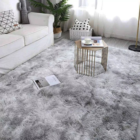 Strado Teppich Rechteckig Zottelig Synthetisch,Polyester/Cotton/Leather Light Gray