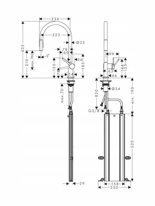 Hansgrohe Talis M54 Kitchen Faucet Counter Retractable Black