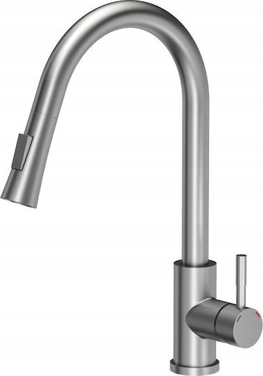 Kuchinox 50 Επικαθήμενος Νεροχύτης Αριστερός Inox Σατινέ Μ80xΠ50cm Ασημί