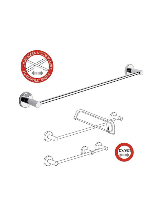 Gedy Felce Single Wall-Mounted Bathroom Rail ​60x60cm Inox Silver