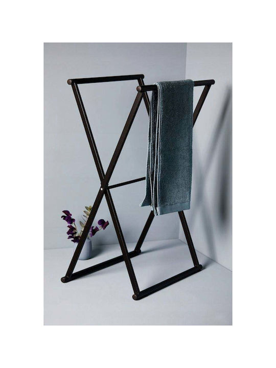 Wenko 237091121 Double Floor Standing Bathroom Freestanding Towel Rack ​35x80.5cm Inox Black