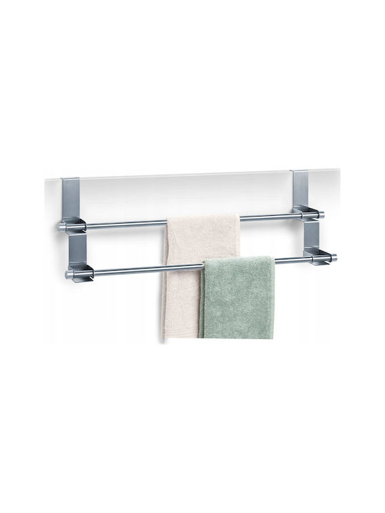 Zeller Doppel Wandhalterung Badezimmerhaken mit Schrauben 57x18,5cm Silber