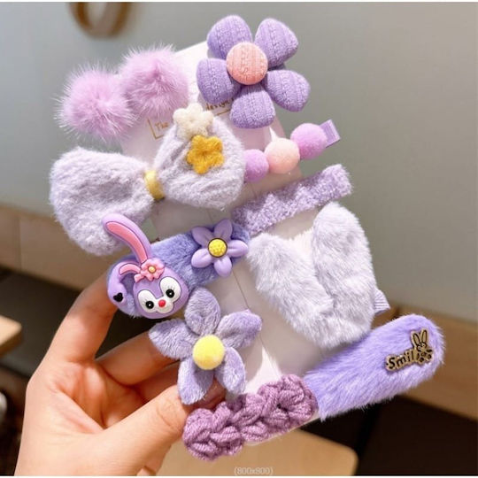 Set Package 10-in-1 Fluffy Purple Hairpins Hair Clips Sp409