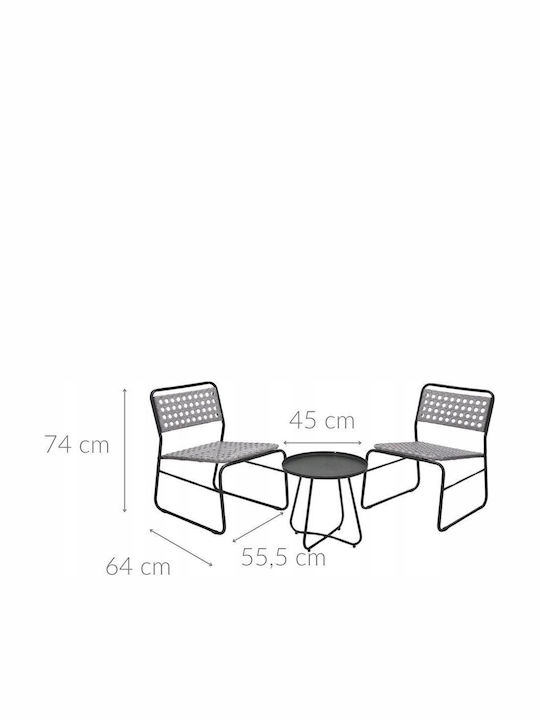 Garden & Outdoor Furniture Set 3 Pieces Living Room Metal Rattan