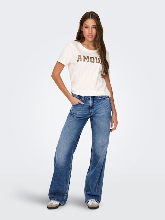 Wide Women's Jean Trousers in Regular Fit Medium Blue Denim