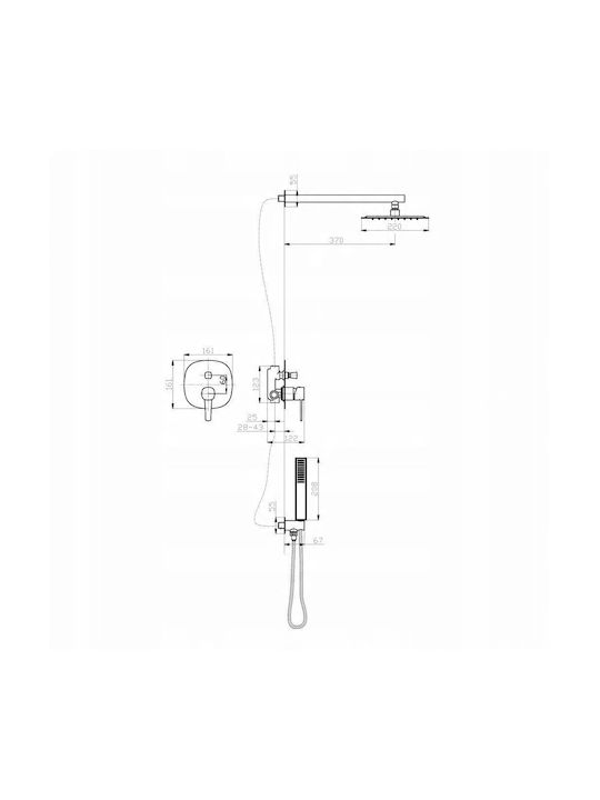 Invena Built-in Mixer & Shower Head Set for Shower Copper