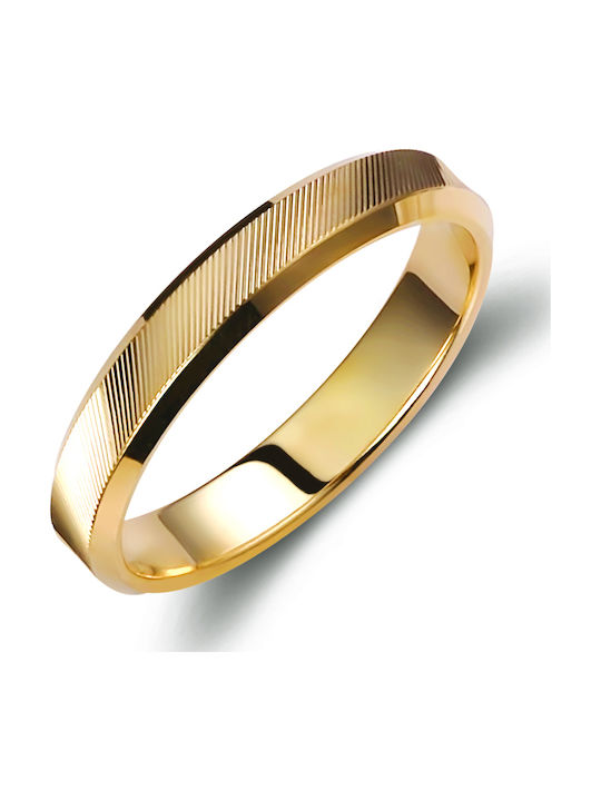 Valauro Gold Wedding Rings 9K Discreet Slant Engraving – 3.7mm