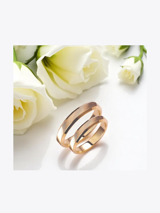 Valauro Gold Wedding Rings 9K Discreet Slant Engraving – 3.7mm