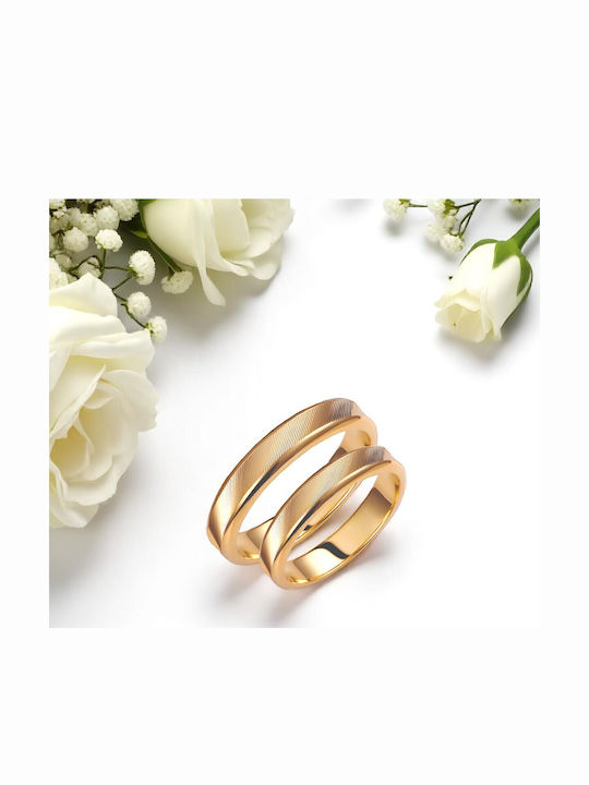 Valauro Gold Wedding Rings 9K Slant Engraving – 4.0mm