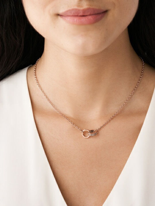 Emporio Armani Sentimental Necklace from Pink Gold Plated Steel