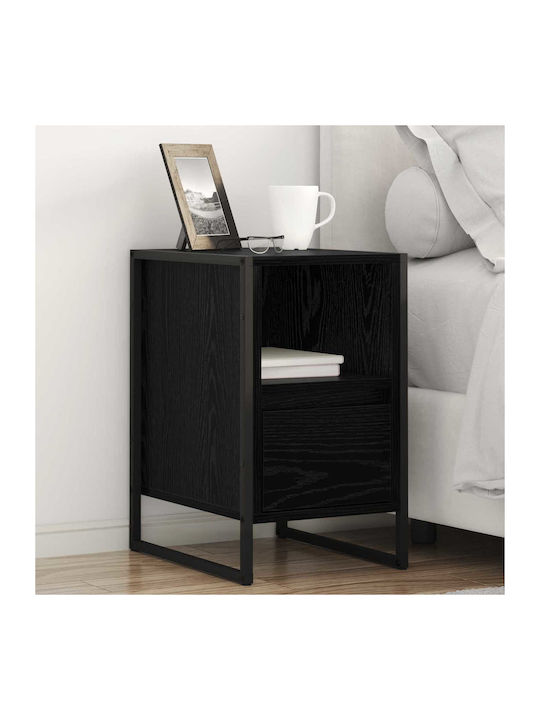 Wooden Bedside Table Black 39.5x30x50cm