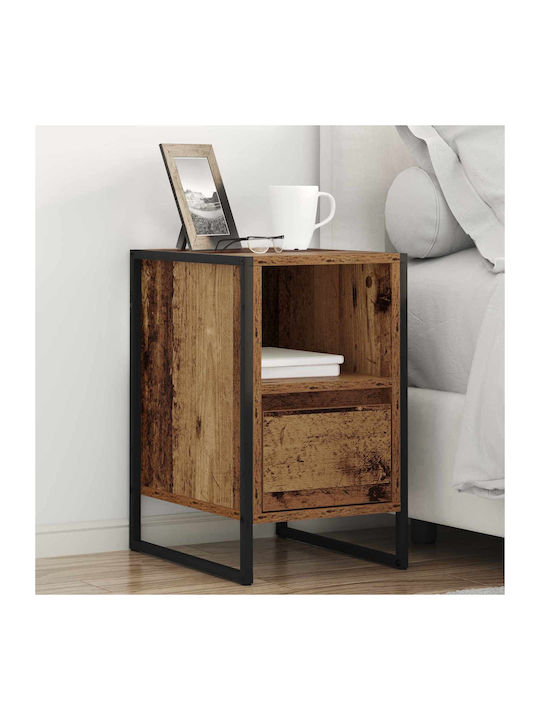 Wooden Bedside Table Brown 39.5x30x50cm