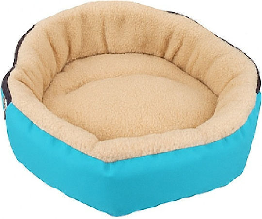 Pat Pentru Câini și Pisici Zola Cu Baldachin Detasabil 54 X 13 Cm Material Moale Rotund Albastru Crem