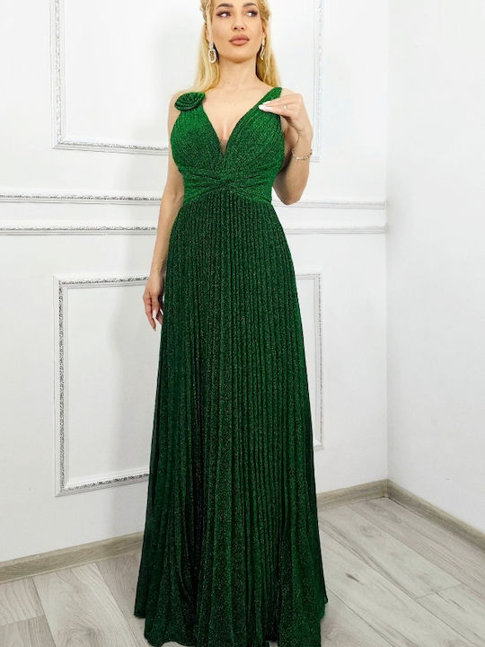 Satin Damenkleid Abend Grün