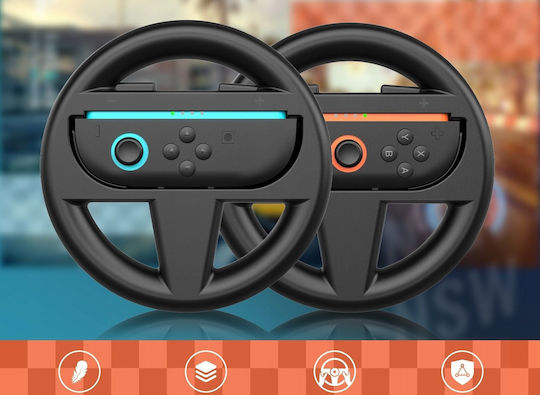 2x Steering Wheel Holder Joy-con Nintendo Switch 2 Nsw2 Mario Kart 2x Black Jys-ns226