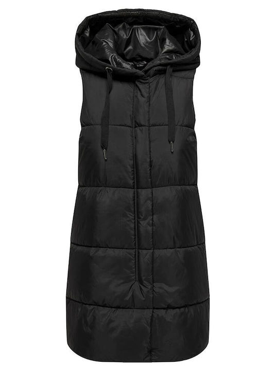 Women's Long Puffer Jacket for Winter with Hood Black