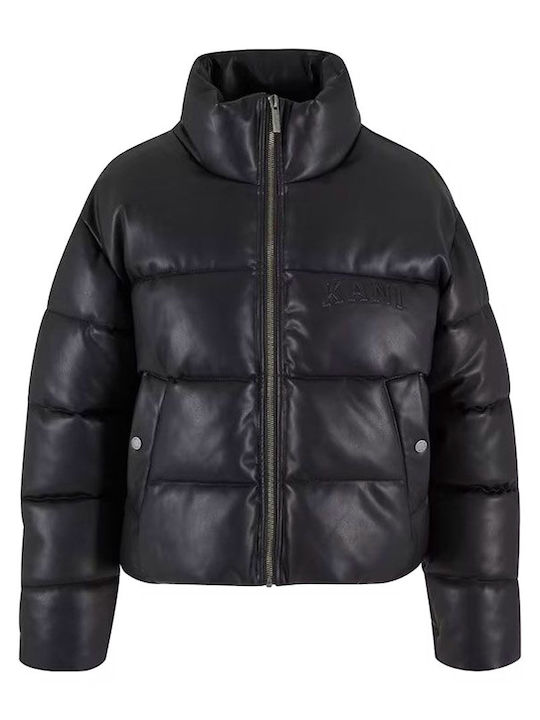 Κοντό Γυναικείο Puffer Μπουφάν για Χειμώνα Black