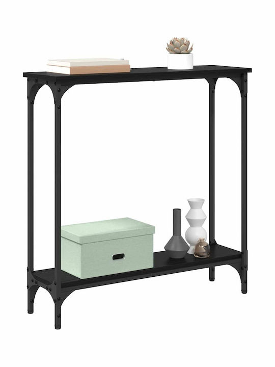 Console Table Wood & Metal Black Beech L75xW22.5xH75cm