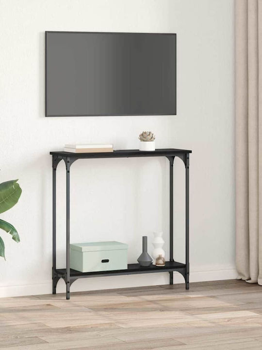Console Table Wood & Metal Black Beech L75xW22.5xH75cm