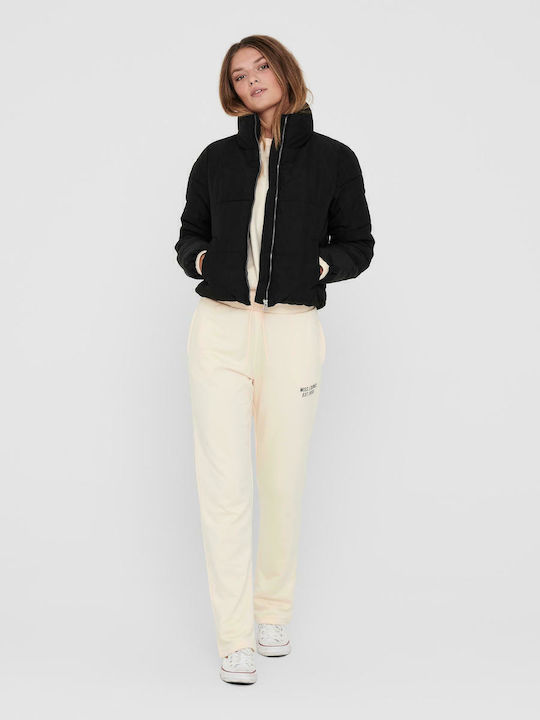 Dolly Crop Γυναικείο Puffer Μπουφάν για Χειμώνα Μαύρο