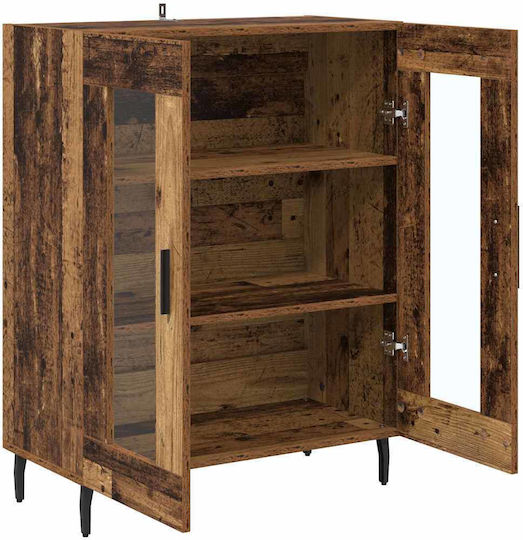 Living Room Display Cabinet from Particle Board with Brown Glass 69.5x34x90cm