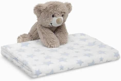 Interbaby Κουβέρτα Αγκαλιάς & Λίκνου Μπλε με Ζωάκι 80x110εκ.