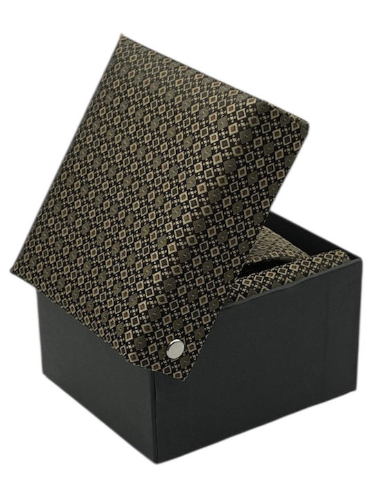 Life Style Butiken Men's Tie Set in Brown Color