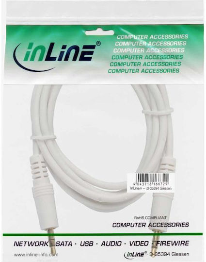 InLine InLine 3.5mm Jack Cable - 3.5mm Male to 3.5mm Male White 3m with Gold Plated Terminals