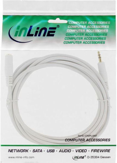 InLine InLine 3.5mm Jack Cable - 3.5mm Female White 5m with Gold Plated Terminals 99935W