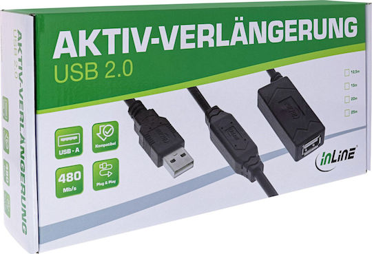 Manhattan USB 2.0 Kabel USB-A-Stecker - USB-A-Buchse 12.5m