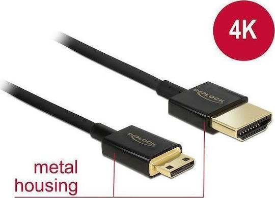 DeLock HDMI 2.0 Cablu HDMI de sex masculin - mini HDMI de sex masculin 0.5m Negru