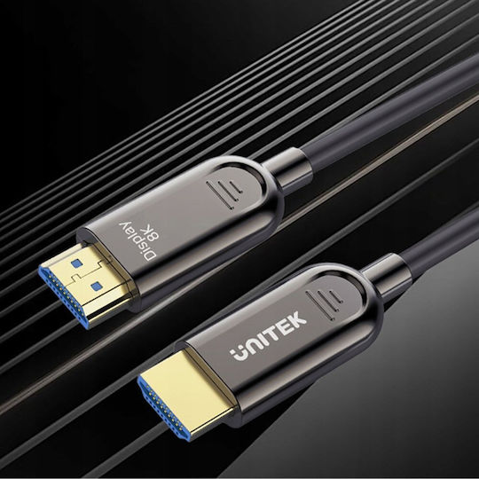 Unitek HDMI 2.1 Ултра Висока Скорост 48Gbps 4K 120Hz HDR VRR HDMI Кабел HDMI Мъжки - HDMI Мъжки 70м Черен