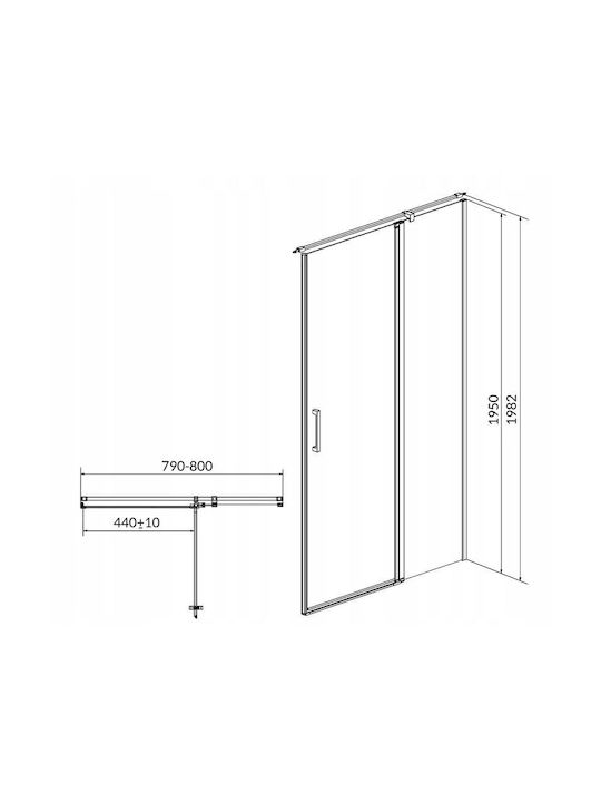 Cersanit Kabine für Dusche mit Aufklappbar Tür 80x195cm