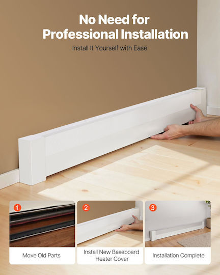 Radiator Covers Vevor Basic Series 1526 Mm Front Cover for Standard Electric Heating Unit Home Improvement Heavy Duty Steel Easy Installation Replacement for Old Cover in Bedroom White