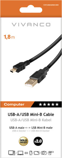 Vivanco Data Cable USB 2.0 to Mini USB Length 1.8m Black