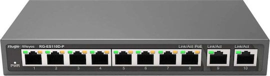 Ruijie RG-ES110D-P Unmanaged L2 Switch με 8 Θύρες Ethernet και 2 SFP Θύρες