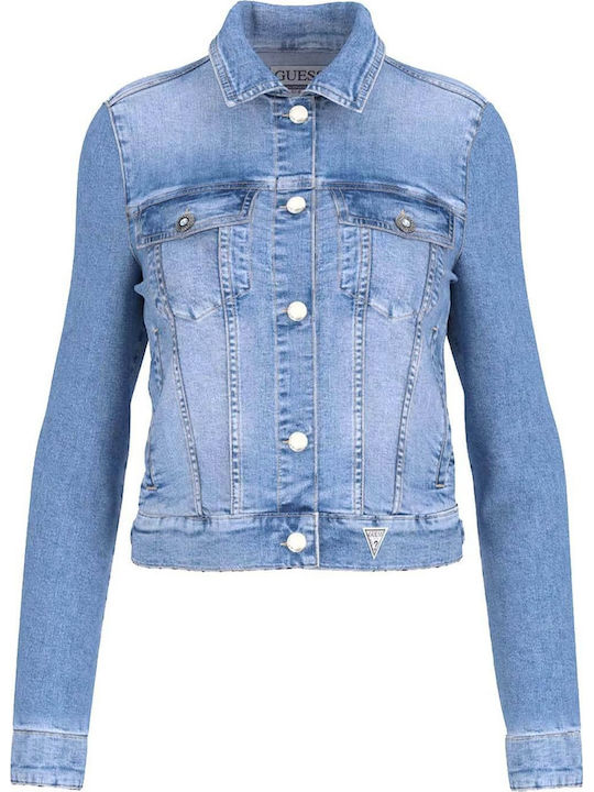 Crop Γυναικείο Τζιν Μπουφάν Light Blue