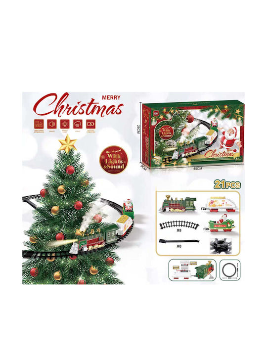 Christmas Train Tracks Tree Light Sound Smoke 21 Pieces No3299-96 89cm