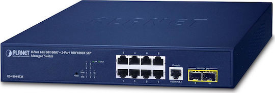 Planet Managed L2 PoE+ Switch με 8 Θύρες Gigabit (1Gbps) Ethernet και 2 SFP Θύρες