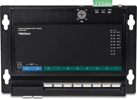 Trendnet TI-PG102F Неуправляем Превключвател L2 PoE+ с 8 Порта Gigabit (1Gbps) Ethernet и 2 SFP Порта