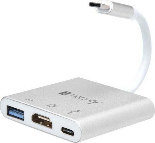 Techly Techly Konverter USB-C / HDMI / USB-A / Thunderbolt / DisplayPort männlich zu USB-C / HDMI / USB-A / Thunderbolt / DisplayPort weiblich Silber 1 Stück IADAP USB31-HDMIPTY