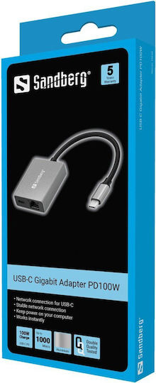 Sandberg Converter USB-C male to USB-C female Gray 1pcs