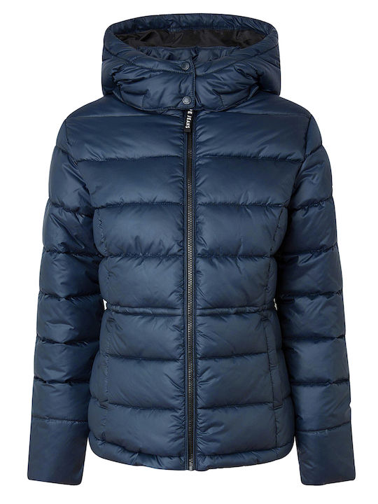 Camille Κοντό Γυναικείο Puffer Μπουφάν για Χειμώνα Navy Μπλε