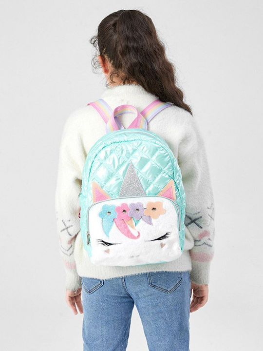 Turquoise Quilted Unicorn Children's School Backpack 32cm