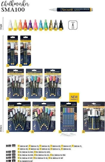 Marker Creion Lichid Securit Alb 1-2mm 7 Bucăți/Pachet 7 Bucăți