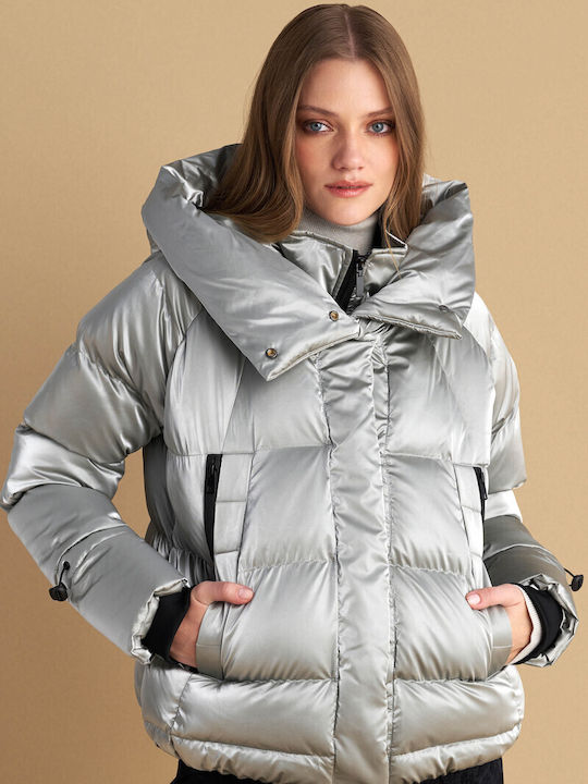 Scurtă Jachetă de femei Puffer Metallic