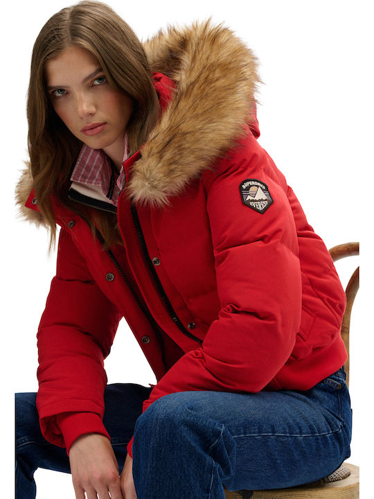 D2 Ovin Damen Puffer Jacke für Winter Rot