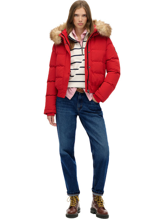D2 Ovin Damen Puffer Jacke für Winter Rot