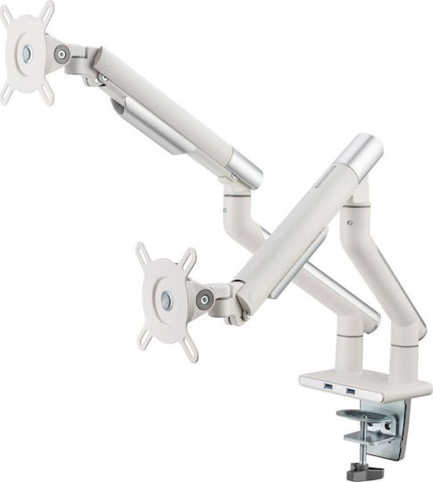 Art Ramm L-20GD Βάση Γραφείου για 2 Οθόνες έως 32" με Βραχίονα Λευκή