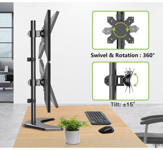 Techly Halterung Auf dem Schreibtisch für 2 Monitore bis 27" mit Arm (ICA-LCD-2520V)